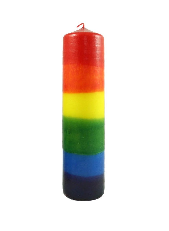 Candlestock Handmade Dripless Rainbow Pillar Candle - 3x9 Inches - Image 1
